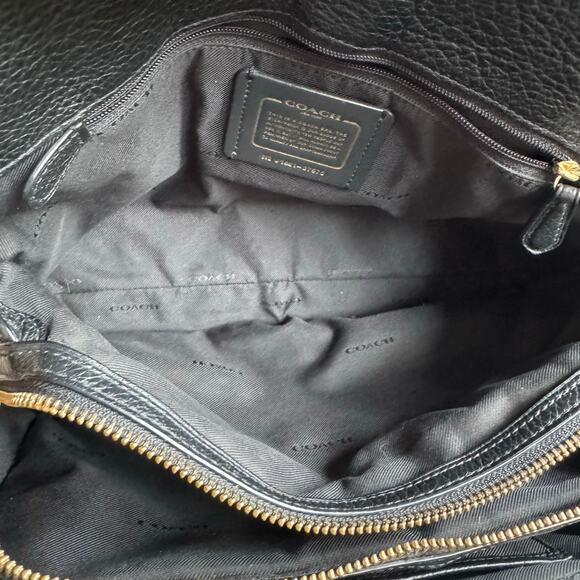 COACH Womens Mercer Satchel Hand Shoulder Bag Black Grain Leather Gold Turn Lock - Picture 10 of 16